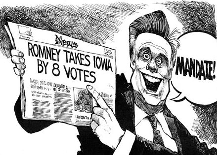 Mandate from the voters for Mitt Romney by 8 big votes in Iowa - wow!!!!!