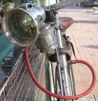 acetylene gas headlight on cool antique bicycle I saw on Mill Avenue in Tempe, Arizona