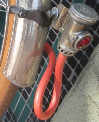 acetylene gas taillight on cool antique bicycle I saw on Mill Avenue in Tempe, Arizona