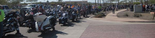 Biker Centennial ride to Arizona Capital at Riverview Shopping Center in Mesa, Feb 11, 2012