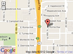 Map of helicopter crash in Phoenix at 18th Place & Roma Avenue, near 16th Street & Campbell