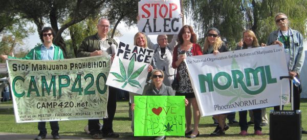 NORML and Camp 420 think it's time to end the insane war on drugs and re-legalize marijuana - A protest at the Arizona State Capital for the Centennial Celebration on February 14, 2012