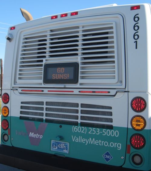 Valley Metro bus number 6661 with advertizing propaganda supporting the Phoenix Suns on March 23, 2012