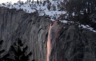 Every February this waterfall in Yosemite National Park looks like a lava fall??